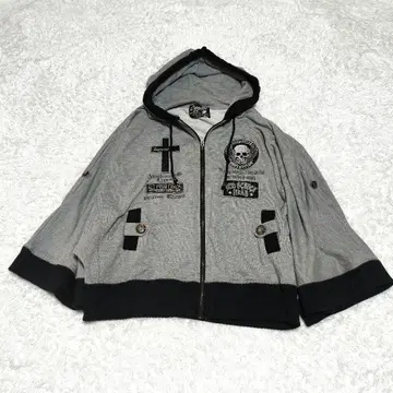 스컬 크로스 돌먼 슬리브 후드 판초풍 y2k 다크 계열 4L