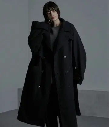 cussil 쿠실 울라이크 헤비 멜톤 루즈 슬리브 롱 코트