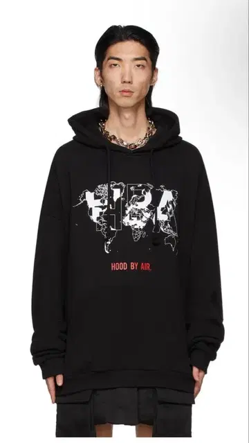 HOOD BY AIR 오버 사이즈 후디 후드티 블랙