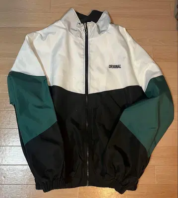 나일론 자켓 화이트/그린/블랙