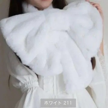 시마무라 마시로 아리스 리본 머플러 티펫 화이트