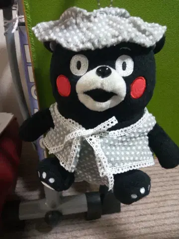 곰돌이  모자 와 의류 를 입히고 있습니다,