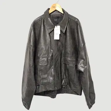 M 택 포함 새상품 Re:EDIT 인조 가죽 지퍼 블루종 블랙