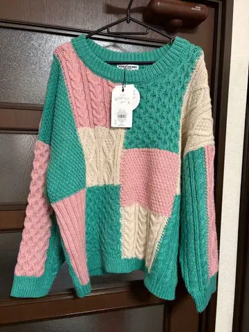 RODEO CROWNS 케이블 니트 그린 핑크 미사용 새상품 택 포함