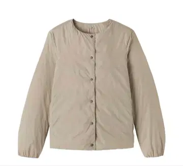 무인양품 경량 다운 포켓터블 노카라 자켓 여성 L 라이트 베이지