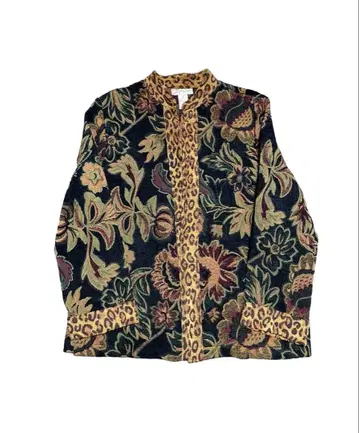 빈티지 고블랑 자켓 레오파드 무늬 오리엔탈 꽃 차이나 구제 의류
