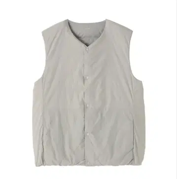 무인양품 경량 다운 포켓터블 노카라 베스트 신사 M 라이트 실버 그레이