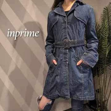inprime 벨트 포함 데님 자켓 코트