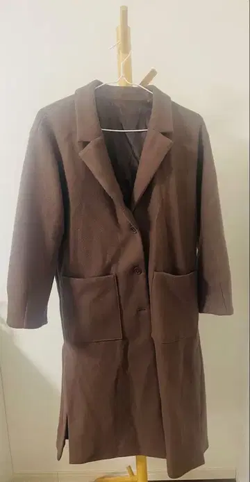 브라운 롱 코트 울 혼방