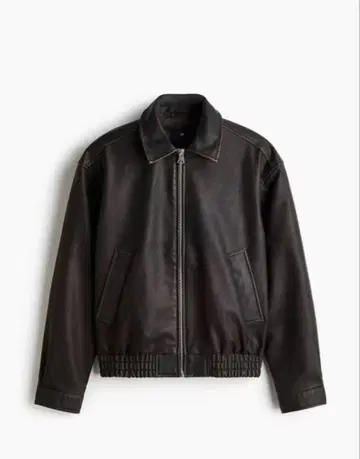 H&M 짧은 기장 다크 브라운 가죽 자켓