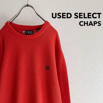 구제 의류 'CHAPS' Cotton Knit / 오렌지 니트 로고 자수