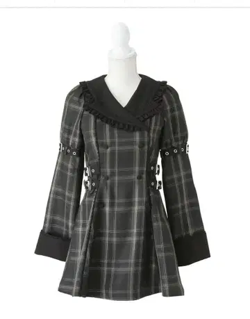 사이드 벨트 테일러드 원피스 체크