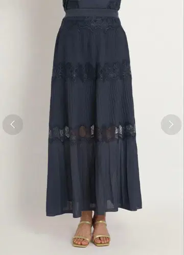 FRAY I.D 레이스 콤비 니트 스커트 블루 롱 스커트