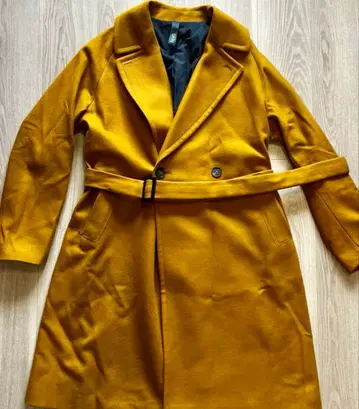 hevo 이탈리아 더블 브레스트 체스터 코트 머스타드 48