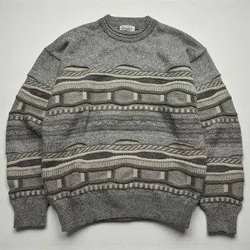 빈티지 레트로풍 3D 니트 스웨터 긴팔 L 사이즈 구제 의류