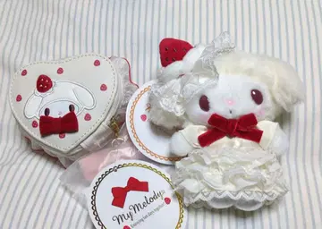 마이멜로디 딸기 쇼트 봉제 인형 마스코트 소품함 2개 세트