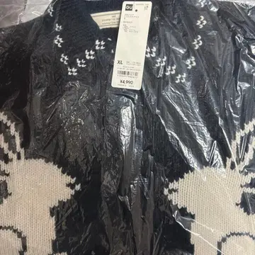 지유 rokh 풀 집업 니트 자켓 XL 네이비 새상품 로쿠 가디건