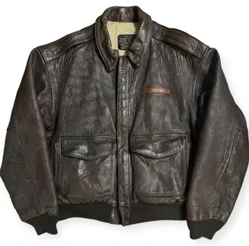 AVIREX A-2 빈티지 백 페인트 천연 가죽 플라이트 자켓 M