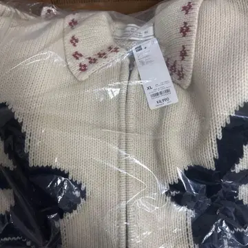 새상품 지유 로크 풀 집업 니트 자켓 by rokh 내추럴 XL