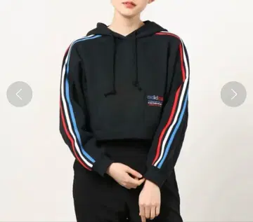 아디다스 아디컬러 트리컬러 크롭 후드티