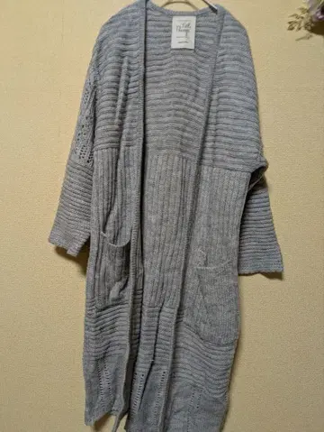 스튜디오 클립 그레이 리브 롱 가디건 미사용품