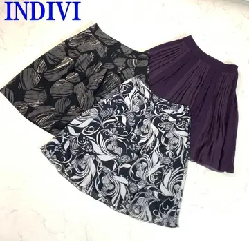 인디비 3종 세트 플레어 스커트 올 패턴 퍼플 그레이 38 C9971