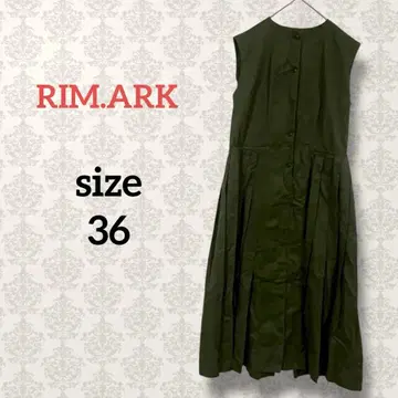 림아크 [36] 슬리브리스 셔츠 원피스 카키 심플 플리츠 무지