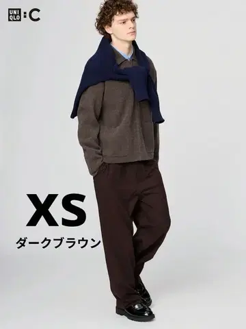 유니클로 c 이지 와이드 테이퍼드 팬츠 다크 브라운