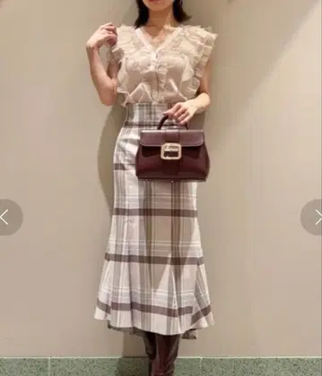 스나이델 피쉬테일 스커트 체크 무늬 머메이드 스커트