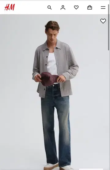 H&M 레귤러 핏 텍스처 셔츠