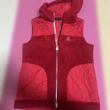 여성용 후드 부착 레드 베스트