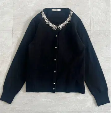 ANAYI 아나이 가디건 그라데이션 펄 블랙 울 겉옷