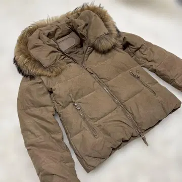 Natural vintage goa 너구리 퍼 후드 다운 자켓