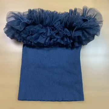 스나이델 볼륨 튤 도킹 니트 풀오버