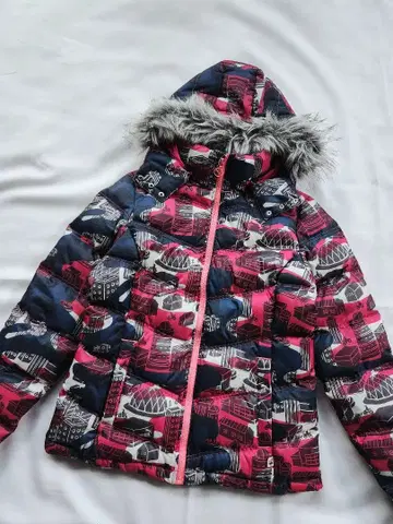 푸마 빅 사이즈 XL 다운 자켓 올 패턴 핑크