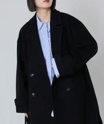 니트 멜톤 사이드 슬릿 롱 체스터 코트