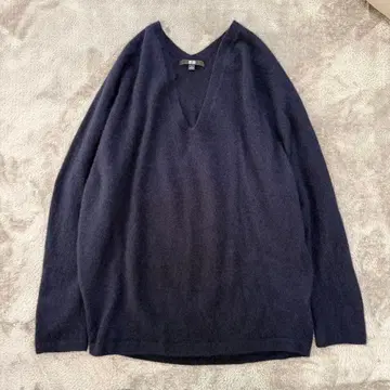UNIQLN 캐시미어 100% 부드러운 V넥 니트 L 사이즈 네이비