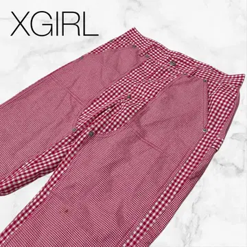 [ 엑스걸 ] 하의 바지 팬츠 레드 x 화이트 x 깅엄 체크