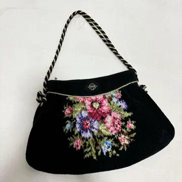 FEILER 페이러 블랙 꽃무늬 타월 원단 핸드백