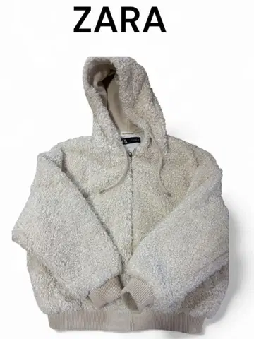 ZARA 후드 부착 보아 자켓 아이보리