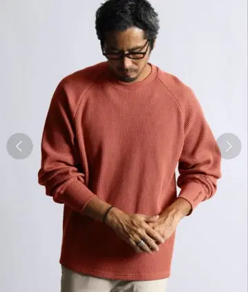 [ 정가 9,900엔 ] 오버 사이즈 와플 롱 슬리브 T셔츠 S