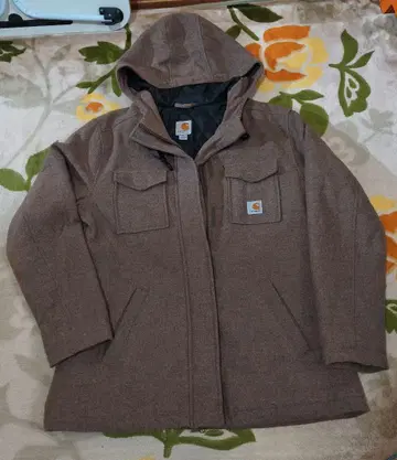 여성용 Carhartt 후드 부착 하프 코트 M