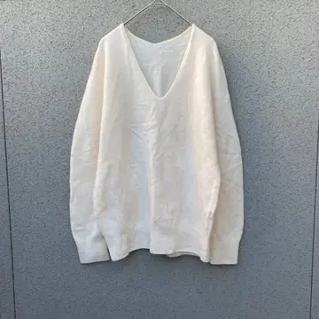 2955 [저스길리티] 2 V넥 니트 긴팔 양모 캐시미어 혼방 일본제