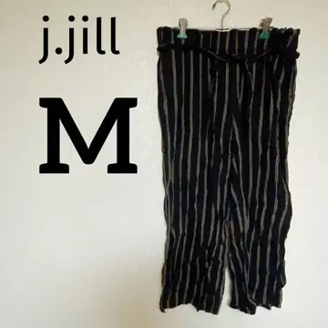 할인 j.jill 린넨 스트레치 블랙 스트라이프 팬츠 [ M ]