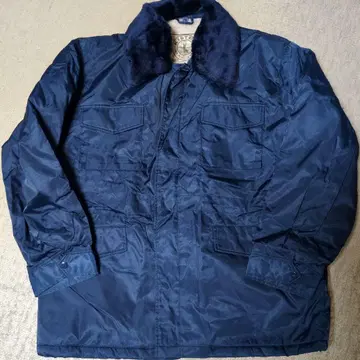 네이비 인조 모피 옷깃 보아 자켓