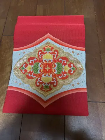 고급 직조 오비 빨간색 레드 꽃 기모노 잡화 오비 나고야 오비
