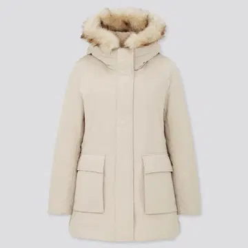 유니클로 울트라웜 다운 숏코트 내추럴 L 사이즈