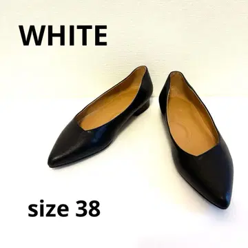 WHITE 블랙 스틸레토 플랫슈즈
