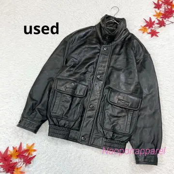 남성용 가죽 자켓 턱 스트랩 포함 L 블랙 구제 의류 used 양가죽
