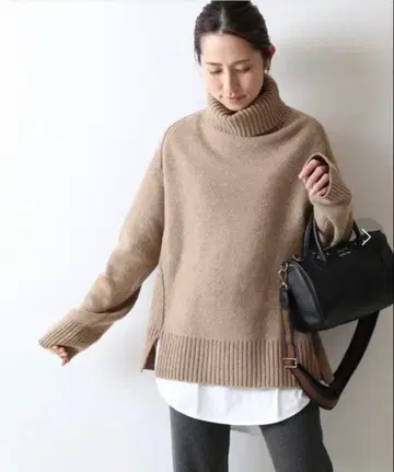 새상품 FRAMeWORK 울 캐시미어 터틀 롱 PO 니트 BR